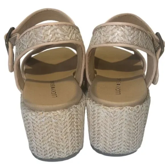 Lucky Brand Wagoo Woven Straw/Raffia Platform Buckle Sandals Size 7 - Picture 8 of 12